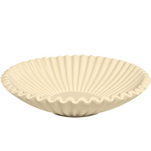 Brown Decorative Bowls for Home - Stylish Flat Purse Bowls - Round Foyer Key Bowl - Handmade Resin Scalloped Ruffle Bowl for Display Centerpiece - color: Brown, size: 8.65 inch