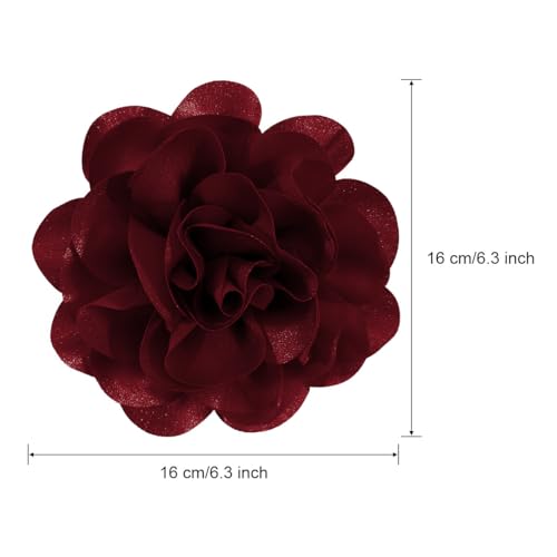6.3 Inches Large Rose Flower Brooches and Pins for Women | Rose Flower Hair Clips & Brooches for Women Dresses | Hat Pins for Clothes, Burgundy - color: Burgundy