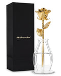 Forever Rose 24K Gold Dipped Real Rose – Handmade, Long-Lasting Preserved Flower in Bloom Box & Vase – Romantic Gift for Anniversary, Valentine's Day, Mother's Day, Birthday, Wedding, Wife, Girlfriend - color: Bloom Box