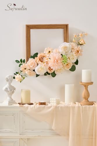 Serwalin Artificial Flowers Combo Box Set Champagne Fake Flowers for DIY Table Centerpieces for Thanksgivings Day Bridal Wedding Decorations Silk Floral Arrangements Party Baby Shower Decor - color: A Brilliant Champagne, size: 1 Box