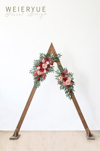 Artificial Wedding Arch Flowers Kit(Pack of 2) for Wedding Arch, Bridal Shower, Ceremony and Reception Backdrop Decoration (Cream red) - color: Cream Red