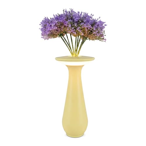 Rechargeable Cordless Flower Table Lamp | Vase Lamp Design, Small Night Light, For Restaurant, Bedroom, Dining Table, Office, Home - color: Yellow