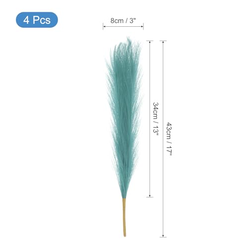 uxcell 4pcs Faux Pampas Grass 17 Inch 6 Stem Artificial Fake Dried Pampas Grass Decor for Floor Vase Filler, Wedding Decoration, Home Decoration, Old Blue - color: Old Blue
