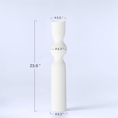 White Vases, 23.62'' Tall Floor Vase with 13.5'' Mouth & 4.3'' Base, Ideal for Dried Pampas Grass & Home Decor, Modern Floor Vase for Living Room/Entryway - color: White