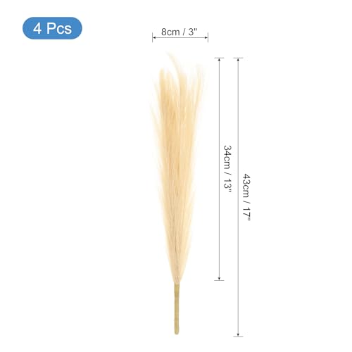 uxcell 4pcs Faux Pampas Grass 17 Inch 6 Stem Artificial Fake Dried Pampas Grass Decor for Floor Vase Filler, Wedding Decoration, Home Decoration, Light Coffee - color: Light Coffee