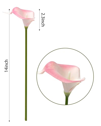 DuHouse 20Pcs Artificial Calla Lily Flower Real Touch Latex Flowers for DIY Wedding Bouquet Party Home Decor (White Pink) - color: White Pink, size: 20pcs