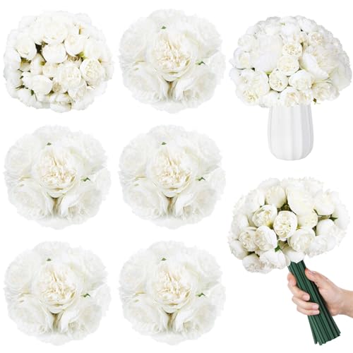 XunYee 85 Pcs White Artificial Peonies Faux Silk Flowers Bulk for Vase Spring Vintage Faux Peony Bouquet Florals Stems Arrangements for Wedding Table Centerpiece Farmhouse Birthday Vase Filler - color: White
