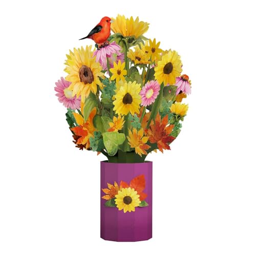 Lovepop Everyday Pop-Up Card for Her and Him - 3D Pop-Up Bouquet Greeting Cards for Men, Women - Sunflower - 12" x 8.5" Floral Bouquet - Blank Note Card Included - color: Golden Sunflower Bouquet