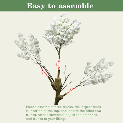 Artificial Cherry Blossom Tree 8.5ft, White, Fake Cherry Tree for Wedding, Home, Office, Living Room, Indoor/Outdoor Decor - color: White 8.5ft
