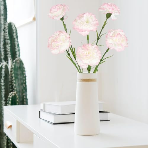 IPOPU Artificial Carnations,6PCS Real Touch Gradient Pink Artificial Flowers 20'' Long Stem Fake Carnations for Tall Vase Home Wedding Party Table Centerpieces Decor (Gradient Pink) - color: Gradient Pink