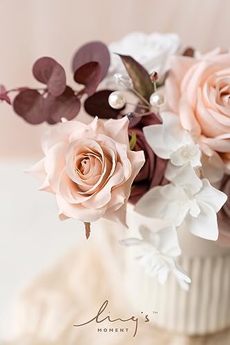 Ling's moment Terracotta Dusty Rose & Mauve Mini Artificial Flowers and Greenery Combo Box Set, Blush & White Fake Flower for DIY Wedding Bridal Bouquet, Centerpieces, Floral Arrangement Decor, etc. - color: Dusty Rose & Mauve