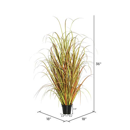 Vickerman Everyday 36" Artificial Mixed Brown Grass with Black Plastic Pot - Faux Grass Plant Decor - Home Or Office Indoor Greenery Accent - size: 36 in