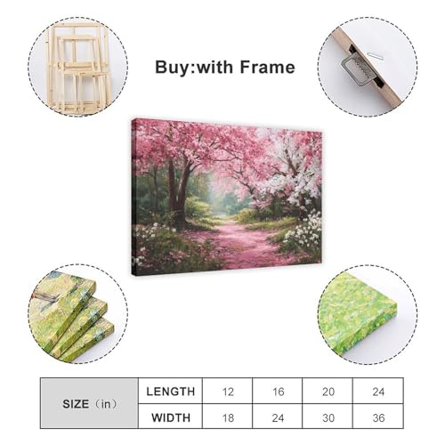 Beautiful Cherry Blossom Trees In Full Bloom, With Pink Petals Covering The Ground Suitable for Wall Art Decoration Room Decoration Home Decoration Bedroom Decoration - Versatile Home Decor 12x08inch( - color: Frame-style, size: 12x08inch(30x20cm)