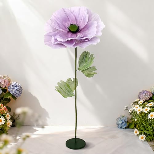 Giant Artificial Flower Wall Backdrop, Big Flowers for Decorations, Oversized Wall Decor for Wedding, Garden Party, Easter Home Decor Birthday Events (Light Purple,1) - color: Light Purple