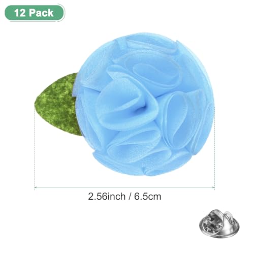 M METERXITY 12-Pack Lapel Pin for Men, Handmade Flower Brooch Button Pins for Men Suits, Formal Boutonnieres - color: Blue