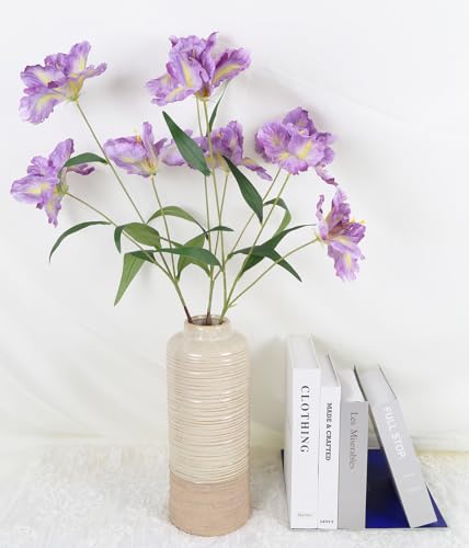 Purple Iris Artificial Flowers 5Pcs Silk Iris Flowers with Stems 35.6" Long Stem Purple Flowers Artificial for Decorations, Wedding Centerpieces, Home Decor Indoor - color: Purple
