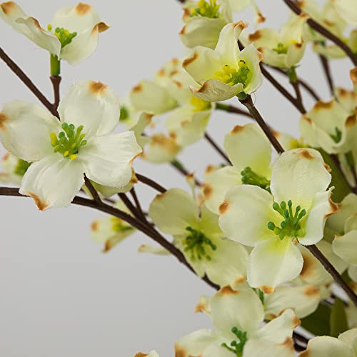Artificial Flowers Blossom Stems Dogwood Silk Flowers Fake Cornus Bush for Home Decoration Table Centerpieces, 8 PCS (White) - color: White