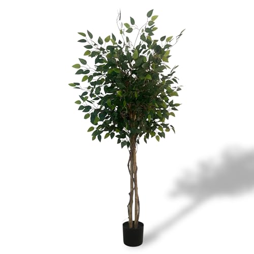 XBrand 5ft Artificial Ficus Tree, Realistic Faux Indoor Tree for Home & Office - color: Ficus Tree - 5ft