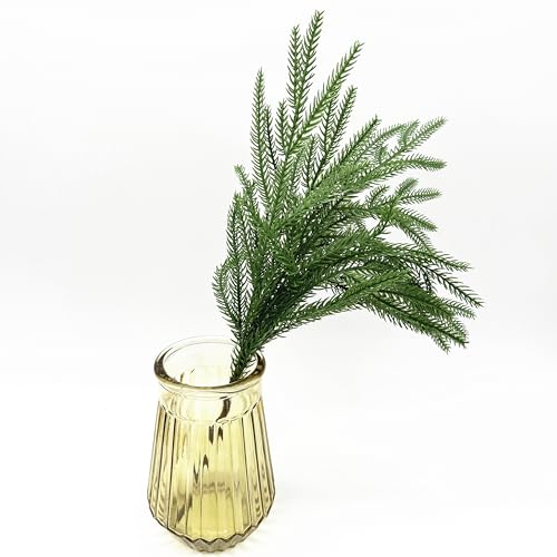 Artificial Norfolk Pine Branches, Fake Plants Christmas Stems 18 Inch, Lifelike Plastic Greenery Decoration Faux Pine Picks for Xmas DIY Shrubs for Indoor Outdoor Home Garden Decor - Dark Green 4 Pack - color: Norfolk Pine Branches / Dark Green 4 Pcs