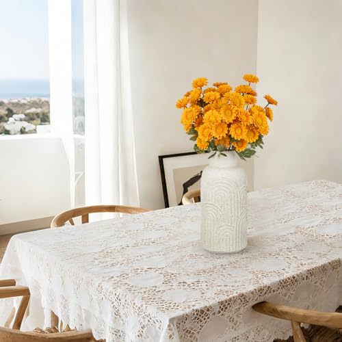 12 Inch Beige Ceramic Vase Flower Vase, Textured Ceramic Vase Rustic Farmhouse Decorative Flower Vase for Centerpiece Home Living Room Dining Table Office Shelf Mantle - size: 12 IN