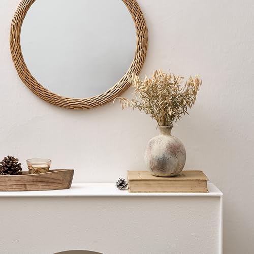 6.38" Ceramic Vase for Home Decor, Decorative Terracotta Farmhouse Rustic Vases for Living Room Kitchen Bedroom Bathroom Entryway Mantel Table, Pottery Vases for Grass Pampas Dried Fresh Flowers - color: Natural Brown- 6.38"