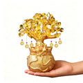 Artificial Citrine Money Tree Bonsai Feng Shui Crystal Tree for Home Office Decor, Lucky Indoor Ornament with Wealth Symbolism