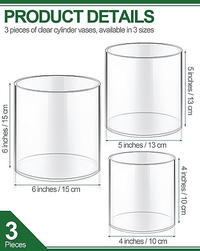 meekoo 3 Pcs Flower Acrylic Vase Cylinders Round Decorative 6 x 6 in, 5 x 5 in, 4 x 4 in Vase Break Resistant Acrylic Flower Cylinder for Centerpiece Home Wedding Decor(Classic) - color: Clear, size: 4 x 4 in, 5 x 5 in, 6 x 6 in