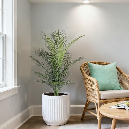 Artificial Palm Tree 4FT Fake Palm Tree with 15 Trunks Perfect Faux Dypsis Lutescens Plants in Pot for Indoor Outdoor House Home Office Garden Modern Decor Housewarming Gift (2Pack) - size: 4FT