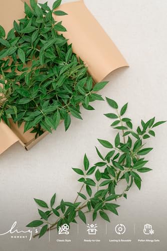 Ling's Moment Rosa Banksiae Artificial Vines, Pack of 7 Silk Greenery Garlands with Hanging Faux Laurel Leaves for Table Centerpieces, Wedding Arches & Floral Filler Arrangements