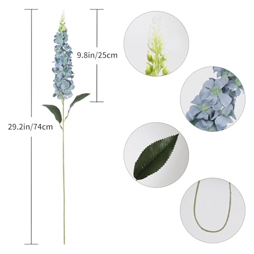 IPOPU 8PCS Dusty Blue Snapdragon Artificial Flowers Delphinium Artificial Silk Flowers Hyacinth Fake Flowers for Wedding Home Outdoor Party Floral Arrangement Centerpiece Table Decoration (Dusty Blue) - color: Dusty Blue
