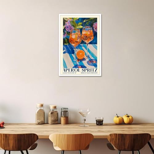 Vintage Cocktail Poster Trendy Aperol Spritz Canvas Wall Art Minimalist Elegant Preppy Cocktail Aesthetic Prints Painting For Home Bedroom Bar Cart Living Room Wall Decor 16x24in Unframed - color: style 02, size: 16"L x 24"W