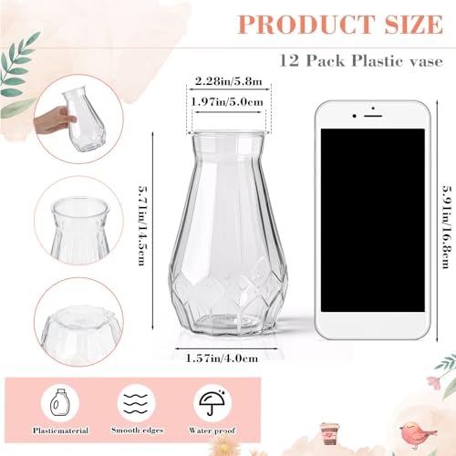 Zeyune 37 Pack Artificial Peonies Flowers with Bud Vase Bulk 24 Bundles Silk Peonies Bouquets 12 Plastic Clear Vase with 1 Rope Fake Flowers for Table Centerpiece Vases(Champagne,Perfume) - color: Champagne, style: Perfume