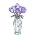 H&D HYALINE & DORA Crystal Rose Purple Flower Figurine,Rose Gifts for Mom Wife Grandma,Glass Flower Collectible Ornament Mother's Day Thanksgiving Anniversary Birthday Gifts - color: Purple