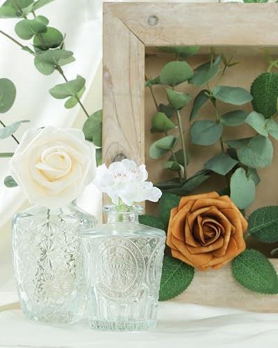 DuHouse 25Pcs Artificial Roses Flowers Fake Roses with Stems Real Touch Foam Flowers for DIY Wedding Bouquet Centerpiece Floral Arrangement Party Home Decor(Ivory Beige) - color: Ivory Beige, size: 25pcs