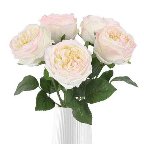 IPOPU Real Touch Light Pink Rose Artificial Flowers 5PCS Faux Peony Flowers Stems for Wedding Bouquet Party Home Decor(Light Pink) - color: Light Pink