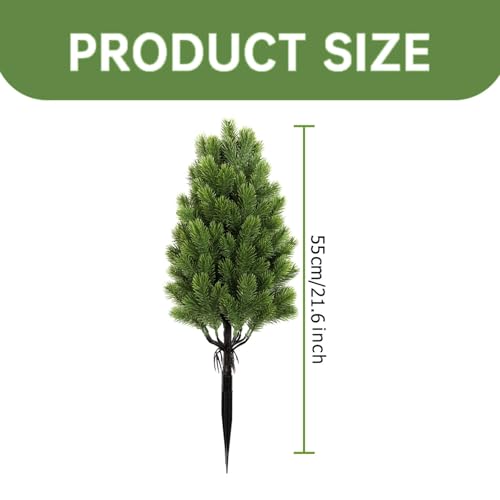 Artificial Cedar Topiary Tree, UV Rated, 21.6 Inch, Indoor Outdoor Plant with Ground Spike for Front Porch, Door, Office, Garden Decor (E, One Size) - color: E
