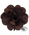 Premium Men's Formal Solid Color Flower Lapel Pin - Boutonniere for Men, Brooch Pin - color: Brown