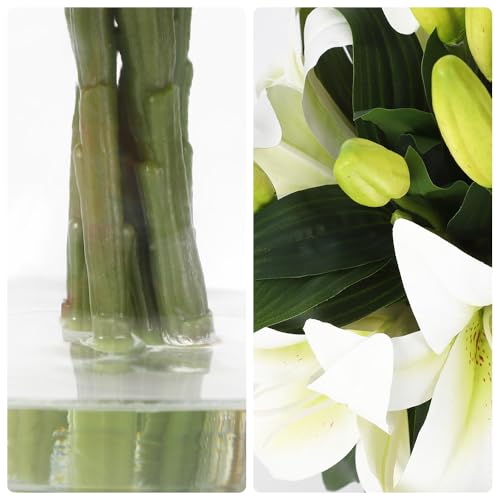 GarveeHome Artificial Lily Flower, Faux Lily Flowers Stems for Vase, Silk Fake Flowers for Home Table Office Wedding Party Decor (Milky White) - color: Tiger Lily ,Milky White