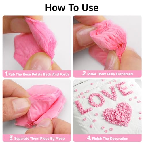 Anwyll 3000Pcs Pink Rose Petals - Artificial Faux Flowers Fake Rose Petals for Wedding Proposal Engagement Romantic Night Anniversary Valentine's Galentine's Day Decoration Home Room Party Decor - color: Pink