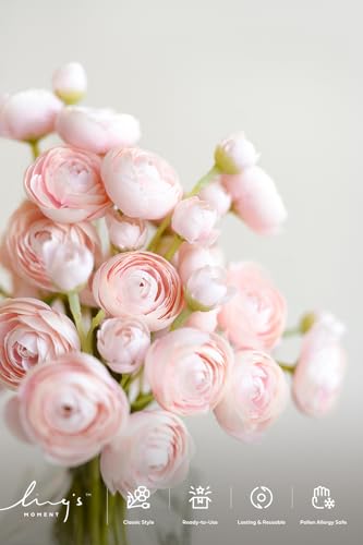Ling's moment Ranunculus Artificial Flower, Faux Silk Mini Ranunculus Flowers for DIY Bouquet, Bulk Fake Wedding Filler Flowers for Centerpieces Arrangements Bridal Shower Decorations, Blush Pink - color: Pk-shabby Blush