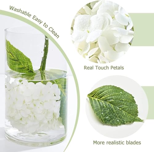 Waipfaru 21" Real Touch White Hydrangea Artificial Flowers with Long Stem & Leaves, Full Latex Faux Hydrangea Flowers for Home Decor Party Floral Arrangements Wedding Bouquets Centerpieces, 5Pcs - color: White, size: 5pcs