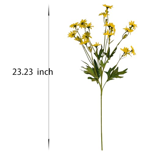 ATFL 23'' Yellow Daisy Artificial Flowers,Artificial Daisy Flowers,6 Bouquets Fake Daisies Flowers,Faux Daisies for Home Table Centerpieces Arrangement Decoration (6, Yellow) - color: Yellow