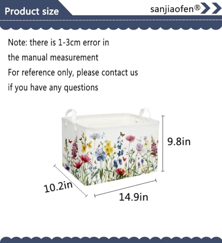 Rectangular Kids Baskets,Flower Basket.Cute Bins for Girls, Butterfly Basket with Handles.Books Basket,Gifts Bin. (Flower cluster) - color: Flower cluster