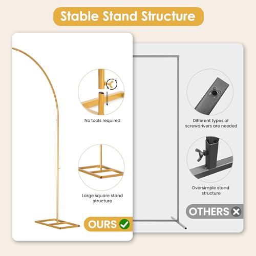 5.25 * 6.56 FT Metal Backdrop Frame Stand, Wedding Decor Flower Arbor Stand, Balloon Arch Backdrop, Golden - size: Single Rectangle