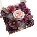 Ling's moment Fake Flowers Box, Faux Artificial Greenery Stems Foam Roses Gardenias Silk Hydrangea Ranunculus Fabic Flower for Centerpieces Bouquet Wedding Vase, Plum & Plum Lily, Deluxe Combo - color: Plum & Plum Lily