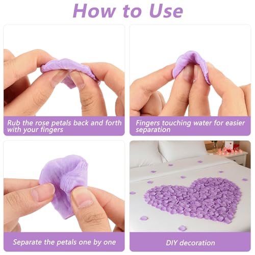 900 Pcs Rose Petals Artificial Silk Flower Petals Romantic Decorations for Wedding Engagement Birthday Event Anniversary Party Backdrop Supplies Light Purple - color: Light Purple