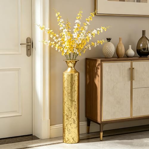 Hosley Decorative Gold Metal Tall Floor Vase. Ideal Gift for Floral Arrangements Weddings Party Spa Reiki Meditation Settings O5 (27.25" High) - color: Gold, size: 27.25" High