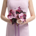 Ling's moment Plum & Purple Artificial Wedding Flower Bouquets for Bridesmaids Floral Bouquet Bridesmaid Bouquets with Ribbon Ceremony Anniversary,7-inch Diameter - color: Deep Plum