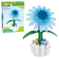 Brickcraft Bricktanicals Blue Sunflower in Picket Fence Pot Brick Building Set, 213 Piece Botanical Flower Model, Ages 8 Plus, Collectible Easter Display Set, Spring Gift for Kids and Adults - style: Blue Sunflower Spring