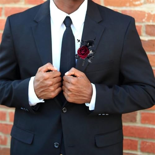 Black Red Wrist Corsage for Wedding Party Bridal Shower Homecoming Ceremony Artificial Calla Lily Rose Bracelets Pearl Wristlet Corsage for Women Girl Mother Bride Bridesmaid - color: Black Burgundy Corsage